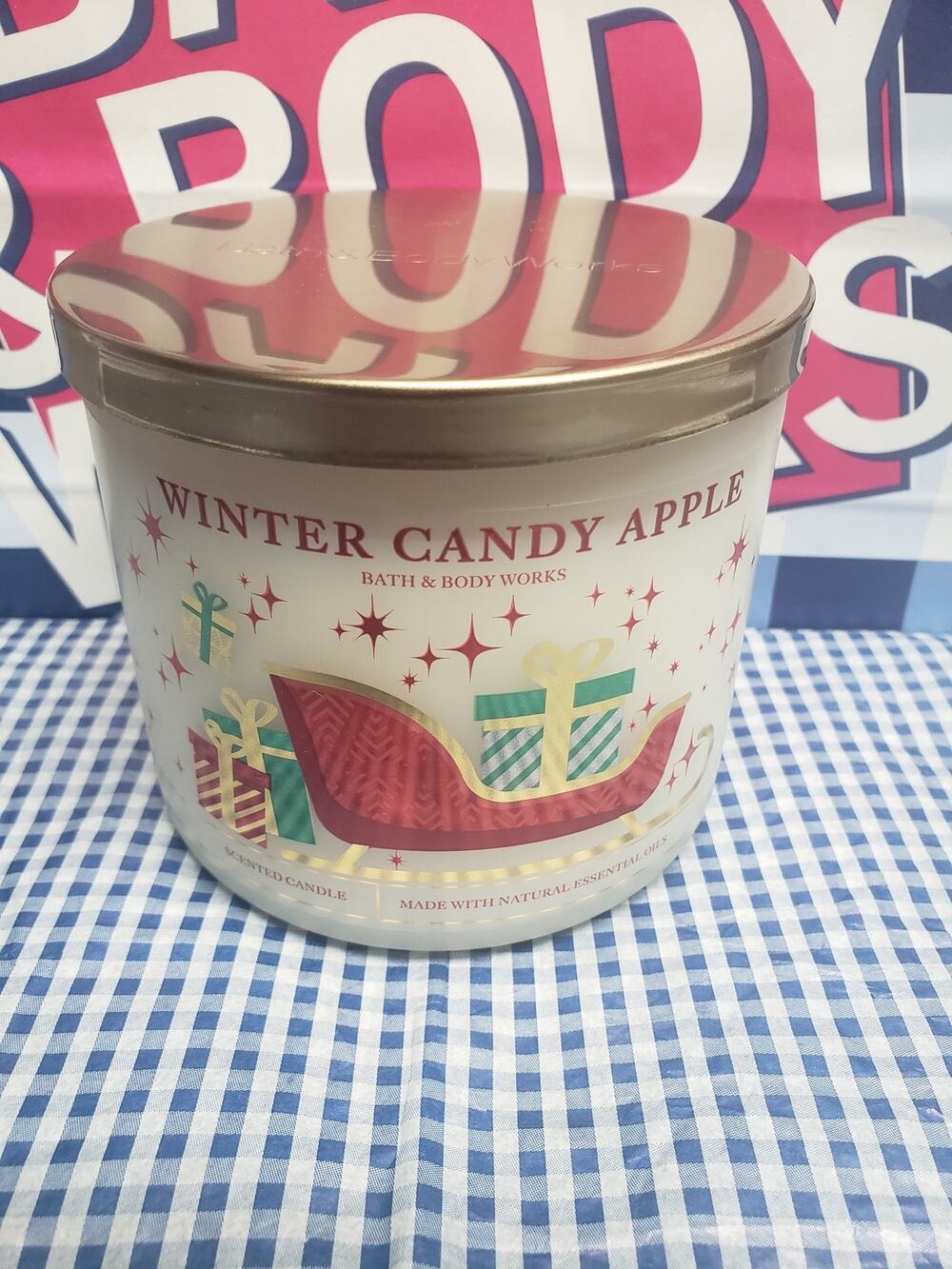 BBW Winter Candy Apple Large 3 Wick Candle Holiday Home Fragrance Decor